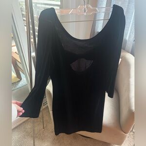 black velvet mini dress with sleeves